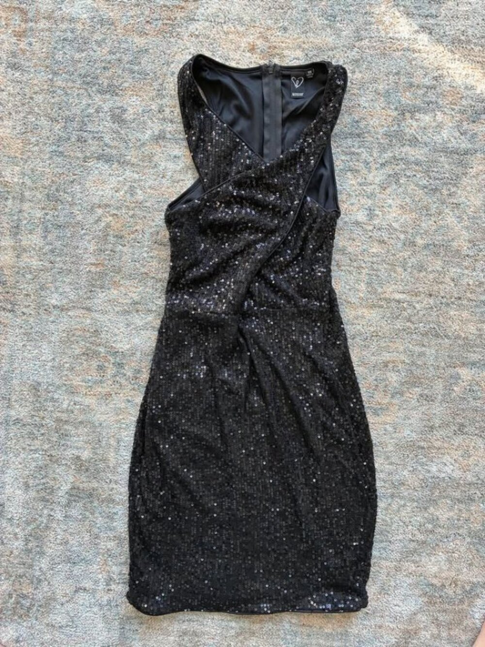Windsor Sequin Criss-Cross Neck Mini Dress